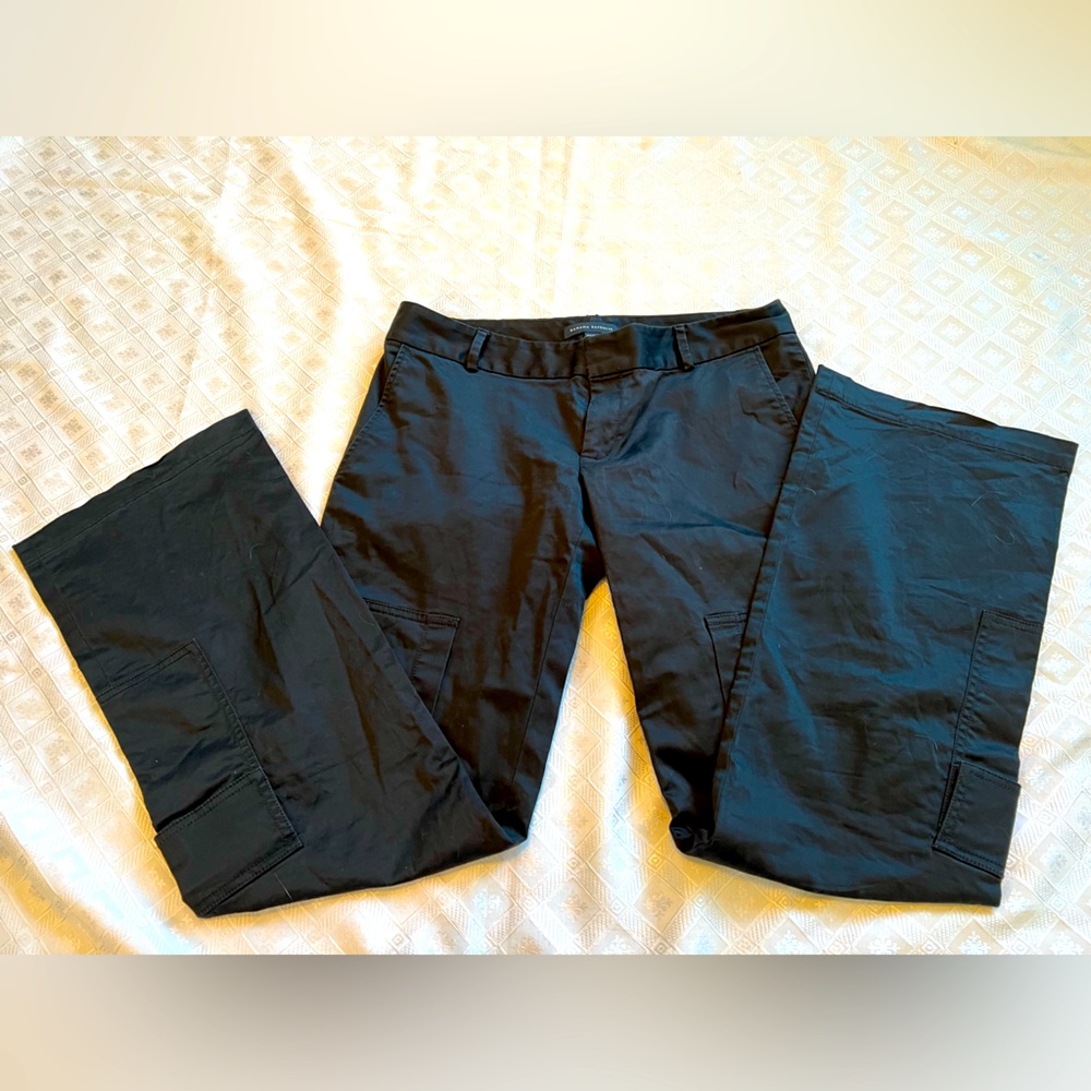 Vintage Y2K Banana Republic Low Rise Flare Cargo Pants Black Size 8